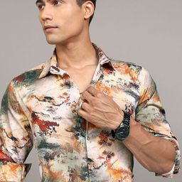 LOCOMOTIVE Premium Slim Fit Abstract Printed Satin Casual Shirt-picture-49