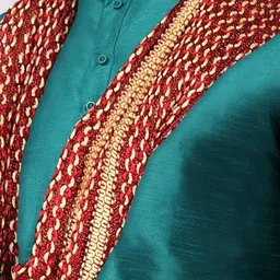 SG LEMAN Mandarin Collar Dupion Silk Straight Kurta With Pyjamas And Dupatta image 2