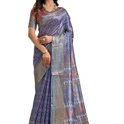 THE AQUARIUS Ethnic Motifs Silk Blend Handloom Mysore Silk Saree-picture-21