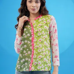 Youthnic Women Mandarin Collar A-line Printed Tunic-image-48