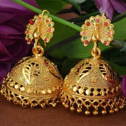 missmister Micron Goldplated Peacock design stylish designer Jhumka Women Ethnic-picture-9