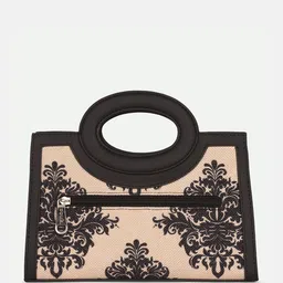 alt by zouk ZOUK Mughal Ethnic Motifs Printed Jute Structured Sling Bag image 3