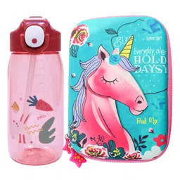 Toyshine Set of 2 Unicorn Hardtop Pencil Case with Tritan Grip Bottle Kids Large Capacity School Supply Organizer Students Stationery Girls Pen Pouch-picture-14