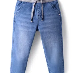 Babyhug Full Length Solid Washed Denim Jeans With Stretch - Blue-picture-12