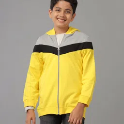 Under Fourteen Only Full Sleeves Cut & Sew Hooded Light Winter Jacket - Yellow-picture-19