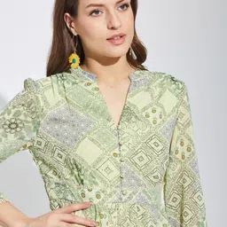 Latin Quarters Ethnic Motifs Print Bell Sleeve Fit & Flare Dress image 3