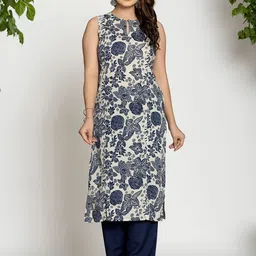 Yufta Women Ethnic Motifs Printed White Romance Kurta-picture-38