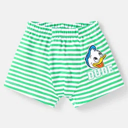 Babyhug Disney Interlock Knit Mid Thigh Length Striped Briefs With Donald Duck Design Pack of 3 - Red Blue & Green image 2