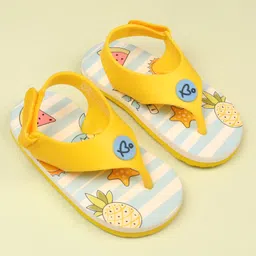 Babyoye Velcro Closure Flip Flops With Fruit Print - Yellow image 2