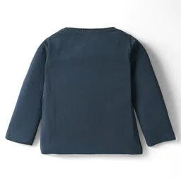 Ollypop Sinker Knit Full Sleeves T-Shirt With Good Vibes Text Print - Navy Blue image 2