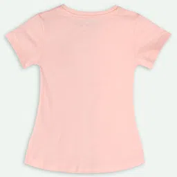 Ariel Cotton Knit Half Sleeves Rose Glitter Printed Tee - Pink image 3