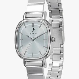 Sylvi Women Patterned Dial & Stainless Steel Straps Analogue Multi Function Watch EL-IB-Silve-mesh image 2