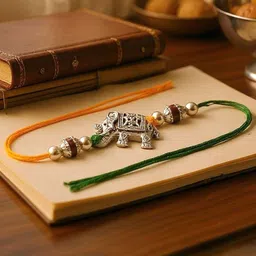 LUCKY JEWELLERY Unisex 2-Pieces Silver-Plated Greeting Card & Roli Chawal-picture-39