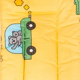 Mittenbooty Infant baby Sleeping Bag cum Wrap in Twill Cotton Car Print-Yellow image 4