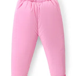 Babyhug Woven Full Sleeves Hooded Puffer Winter Wear Suit With Polka Dots Print - Pink image 4