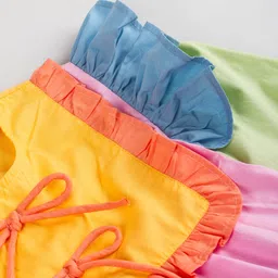 Hugsntugs Cotton Woven Full Sleeves Colour Blocked Top - Multi Colour image 5