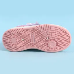 Babyoye Casual Shoes with Velcro Closure Lace Detailing & Tape Design & Star Applique- White & Pink image 5