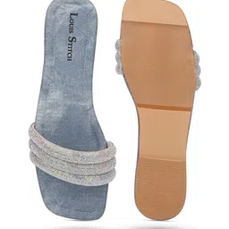 LOUIS STITCH Women Shiny Strap Lightweight Open Toe Flats image 4