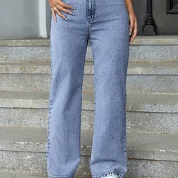 DressBerry Women Comfort Straight Fit High-Rise Light Fade Acid Wash Stretchable Jeans-image-69