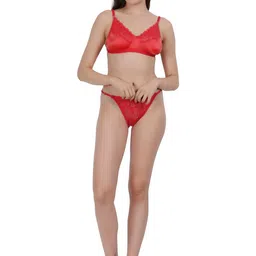 THE WEAVERS SHOP BY RAAVI Women Non-Padded Bra with Matching Thong Lingerie Set image 5