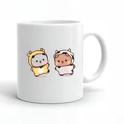 Mr UVD White & Yellow Cartoon Characters Printed Ceramic Matte Mug 350 ml-picture-18