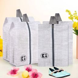 Kuber Industries Grey 4 Pieces Printed Regular Shoes Organisers-picture-45