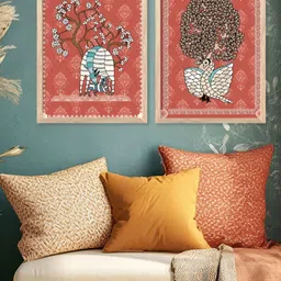 Kotart Traditional Brown & Orange Colored 2 Pieces Cow & Birds Printed Wooden Wall Arts-image-92