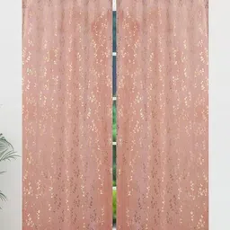 GEET CREATIONS Pink Set of 2 Floral Long Door Curtain image 4