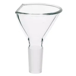 ABGIL Borosilicate Glass Funnel Short Stem For Powder Flattened Side With Cone Diameter 75 mm Cone Size B-19 ABG1641 image 1