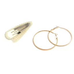 justpeachy Gold-Toned Contemporary Hoop Earrings with Clip image 4
