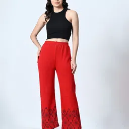 BAESD Women Floral Printed Knitted Palazzos-image-61