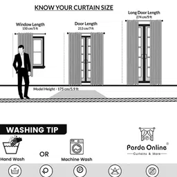 Parda Online Grey Set of 2 Black Out Window Curtain image 4