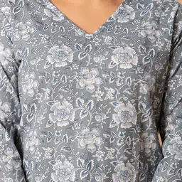 L R TEXTILES Floral Printed V-Neck Pure Cotton Kurti image 5