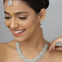 TRINK Rhodium-Plated American Diamond Studded Jewellery Set-picture-33