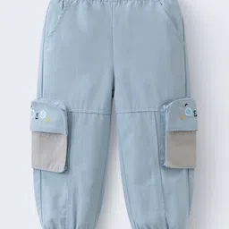 Mark & Mia Full Length Cotton Solid Trouser With Cargo Pockets - Light Blue-picture-21