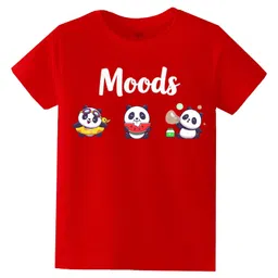 KAVEE Pure Cotton Half Sleeves Panda Printed Bio Washed Tee - Red-picture-14