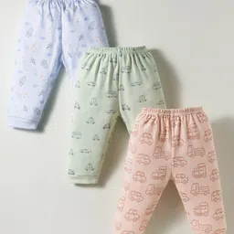 Zero Interlock Knit Full Length Lounge Pant with Vehicle Print Pack of 3 - Peach Light Blue & Mint Green-picture-20