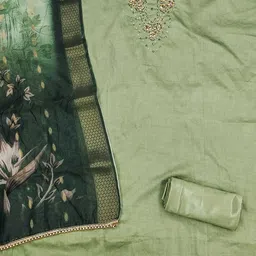 SAINOOR Embellished Pure Silk Unstitched Dress Material image 4