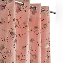 Galaxy Home Decor Pink Set of 2 Floral Room Darkening Long Door Curtain-picture-30