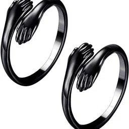 Teeragaj Set Of 2 Stainless Steel Hug Finger Rings-picture-25