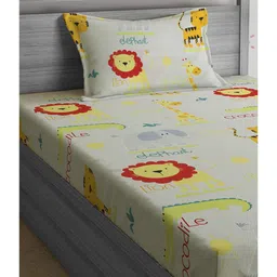 Hosta Homes 280 GSM Glaced Cotton Printed Double Bed Sheet With 1 Pillow Cover - Beige image 3