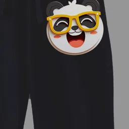 KAVEE Pure Cotton  Cool Panda Printed Bio Washed Joggers - Black image 4