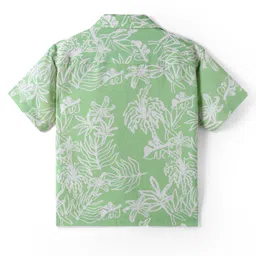 Primo Gino 100% Rayon Woven Half Sleeves Tropical Printed Oversized Shirt - Green image 3