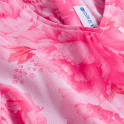 kookie kids india Kookie Kids Georgette Woven Three Fourth Sleeves Frock With Floral Print - Pink image 4