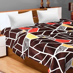 Changers Brown & White 3D Geometric Printed AC Room 300 GSM Double Bed Blanket-picture-29