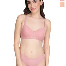 Liigne Pack Of 2 Women Everyday Non Padded Bra Pure Cotton Lingerie Set-image-66