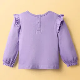 Babyoye Cotton Knit Dungaree & Full Sleeves T-Shirt With Floral Print - Purple & White image 5