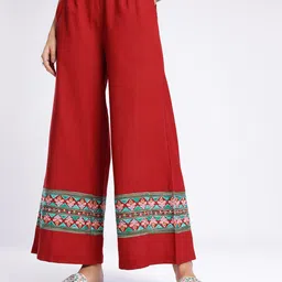 glitchez Women Wide Leg Ethnic Motifs Embroidered Trousers-picture-18