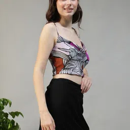 Oxolloxo Print Cowl Neck Crop Top-image-66