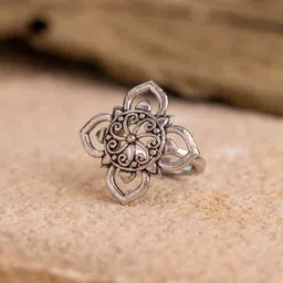 Voylla Boho Tribe Flora Oxidised Ring-image-58